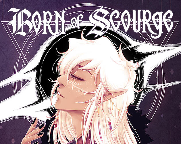 Icon for Born of Scourge with Sol from the cover in the center and the title above him.